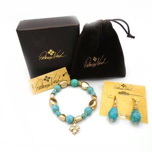 NWT ~ GORGEOUS PATRICIA NASH TURQUOISE HOWLITE BRACELET and EARRINGS SET